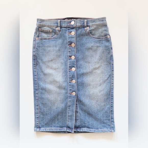 Express Dresses & Skirts - Express Jean Button Up Front Denim Jean Skirt Size 2 Blue